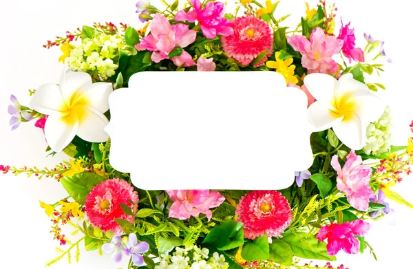 Dekorativa färgstarka blomsterarrangemang på vit bakgrund — Stockfoto
