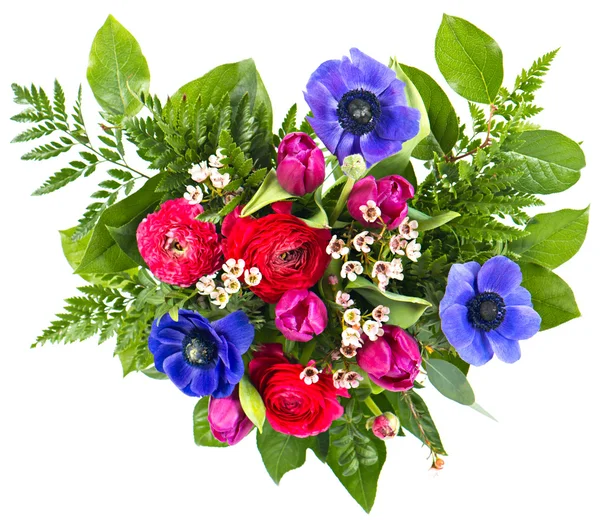Färgglada blommor bukett. tulpaner och rosor — Stockfoto