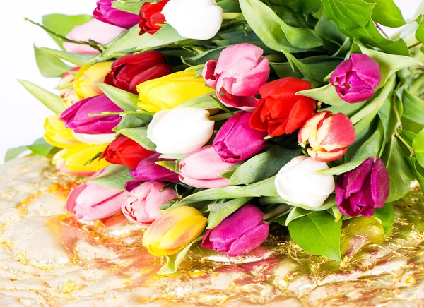 Bouquet dari tulip musim semi berwarna-warni — Stok Foto