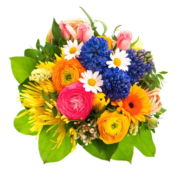 Beautiful bouquet of colorful spring flowers — Stock Photo, Image