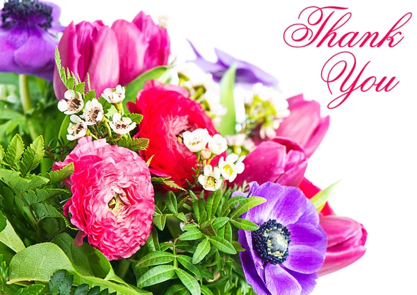 Thank you. colorful flowers bouquet. card concept — Stock Photo, Image
