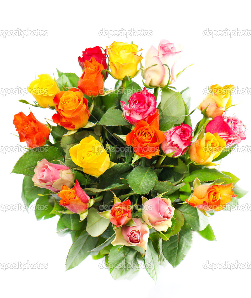 multicolor roses bouquet