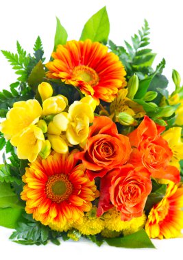 renkli çiçek buketi. gerbera ve gül