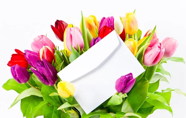 Buquê colorido de tulipas frescas — Fotografia de Stock