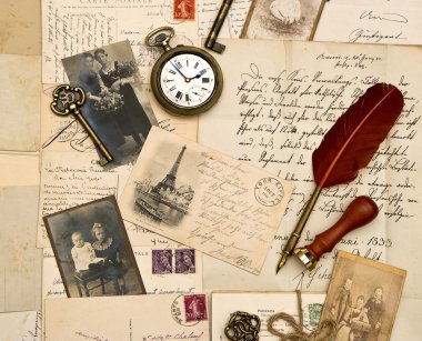 eski fotoğrafları, mektup ve kartpostallar