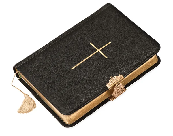 Old black bible book on white background — Stock Photo, Image