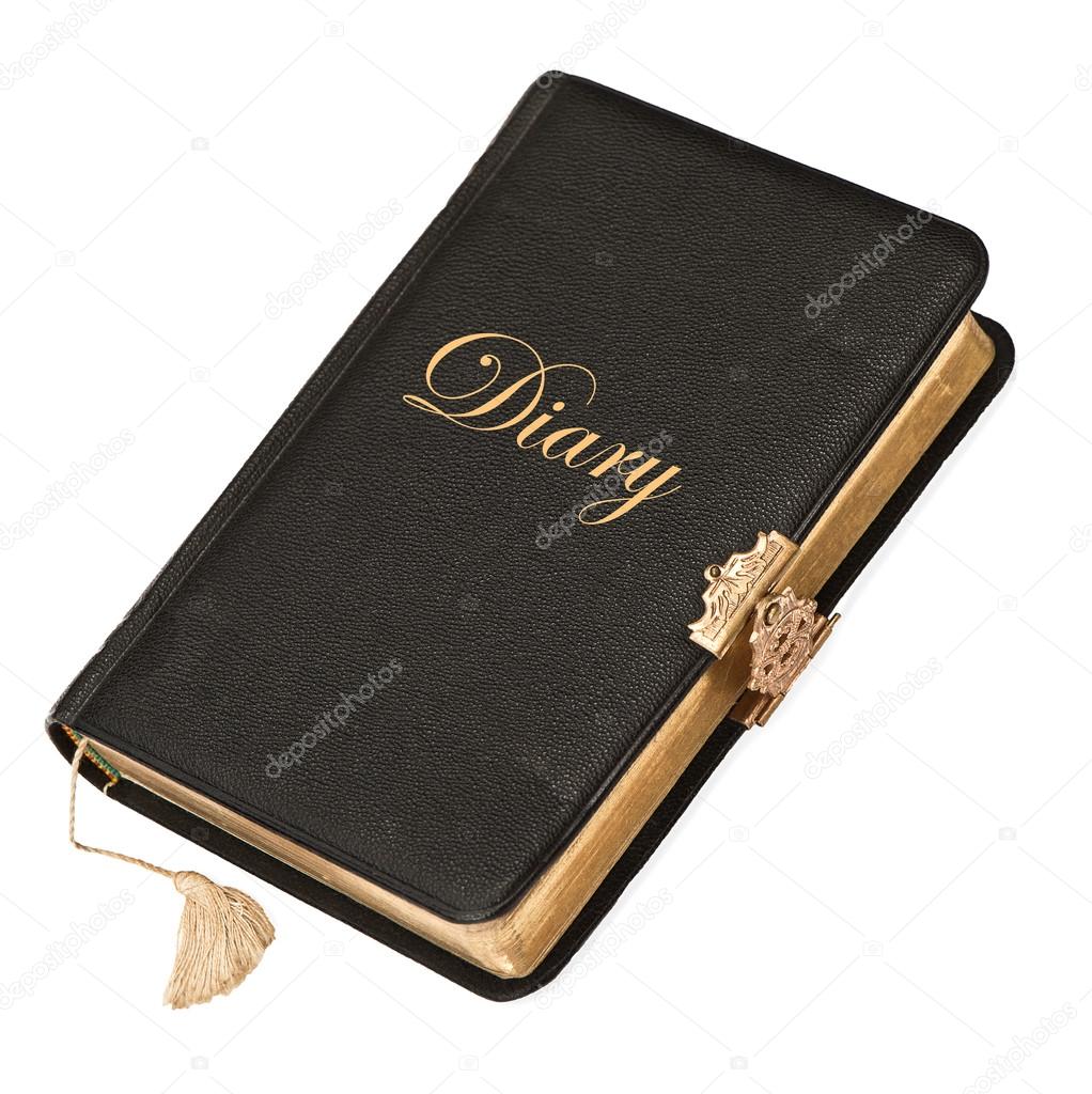 Black diary book with golden decoration — Stock Photo © LiliGraphie