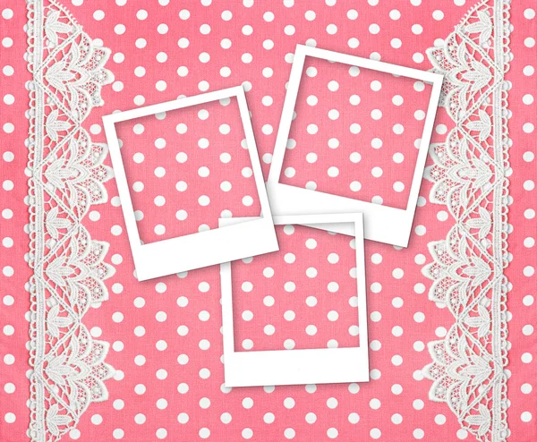 Three picture photo frames over pink background