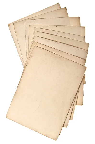 Hojas de papel grungy antiguas aisladas en blanco — Foto de Stock