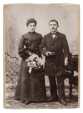 Düğün fotoğrafı. Sadece evli çift