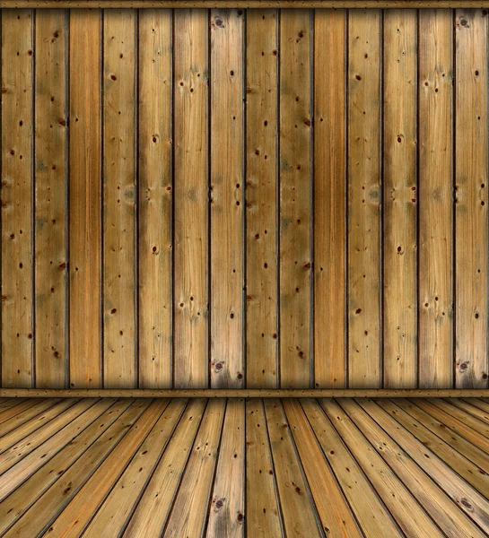 A fából készült padló és a fal belső — Stock Fotó