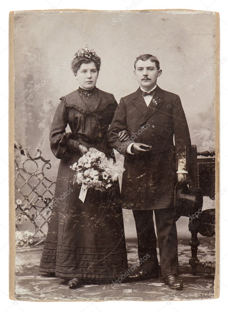Vintage wedding photo. just married couple