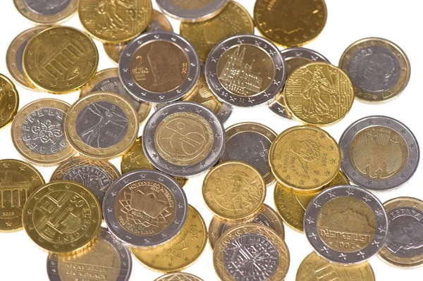 Close up de moedas de euro. fundo do dinheiro — Fotografia de Stock