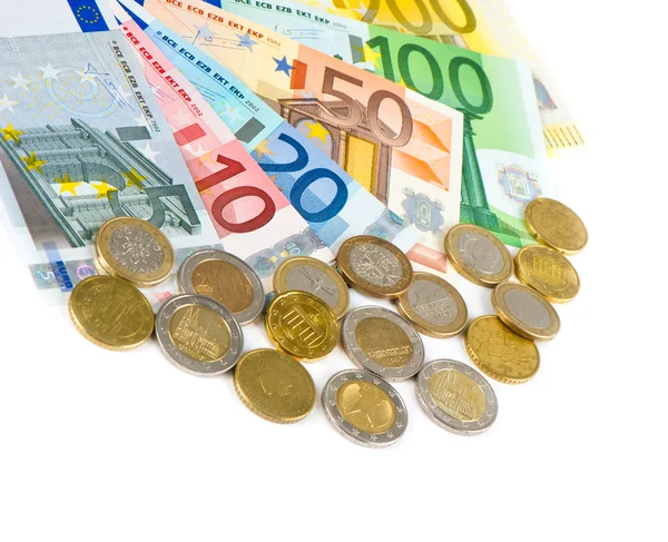 Eurovaluta. munten en bankbiljetten — Stockfoto