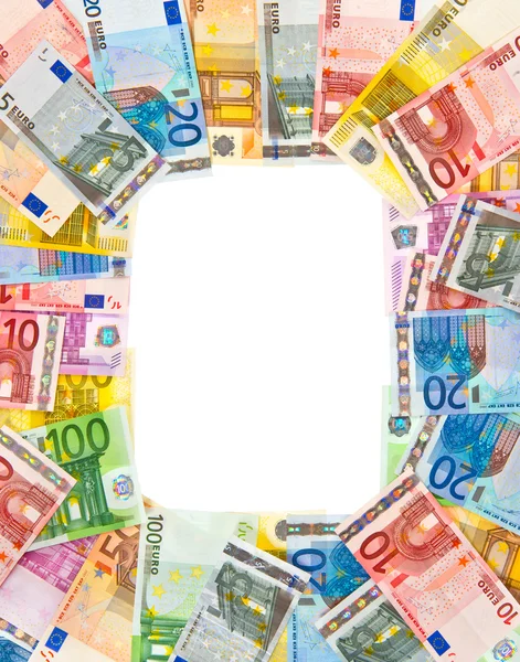 Cadre des billets libellés en euros. fond d'argent — Photo