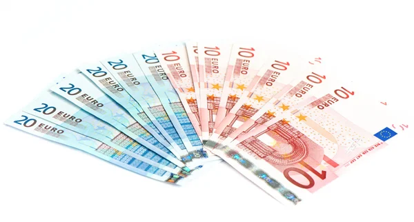 Ten and twenty Euros notes — Stock Photo, Image