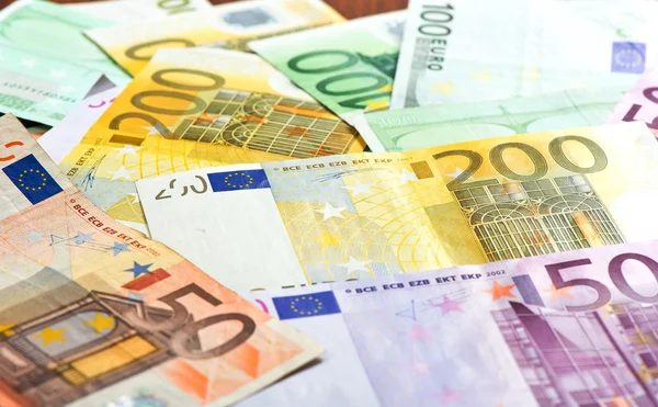 Close-up of Euro banknotes