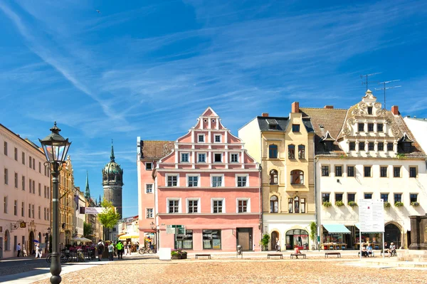 Market square in Wittenberg, main square of old german town. — Stock Photo, Image