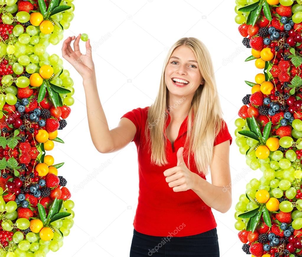 Young smiling woman with fresh berries