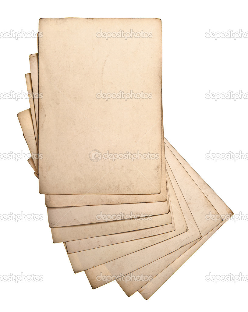 Sheets of old grungy paper isolated on white
