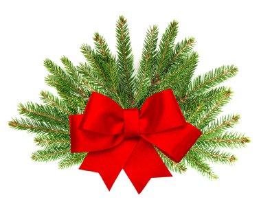 kırmızı kurdele yay ile Noel ağacının dalını