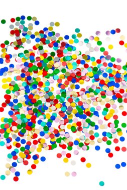 Beyaz arkaplanda renkli konfeti