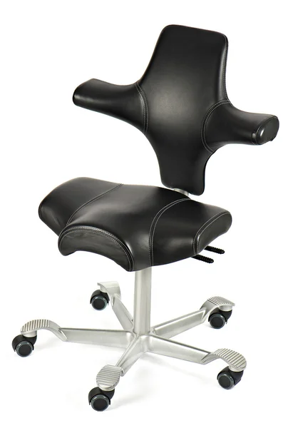 Black leather office chair isolated on a white background — Stock Photo, Image