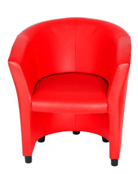 Красное кожаное кресло изолировано на белом — стоковое фото