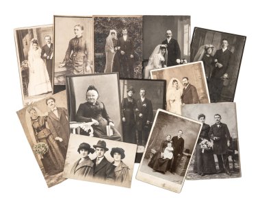 Vintage family and wedding photos clipart