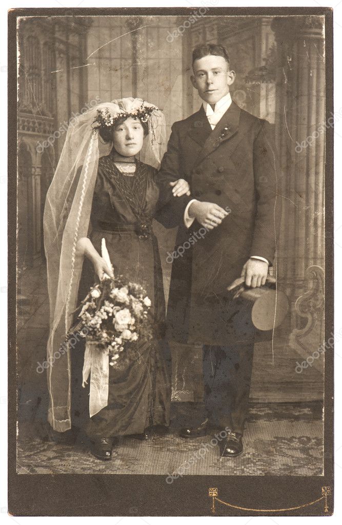 Vintage wedding just married couple — Stock Photo