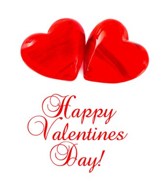 Beyaz arkaplanda iki kırmızı kalp