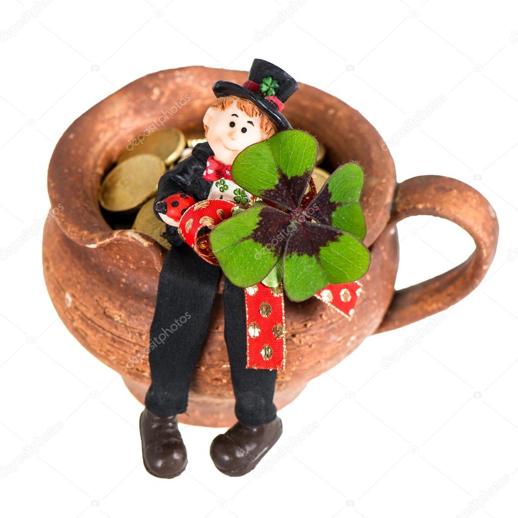 Lucky charm Chimney sweep with clover leaf