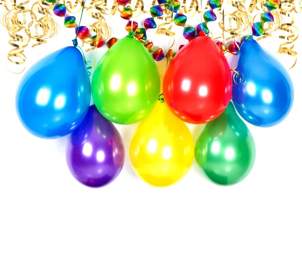 Balões, ribeiros e guirlandas. decoração do partido — Fotografia de Stock