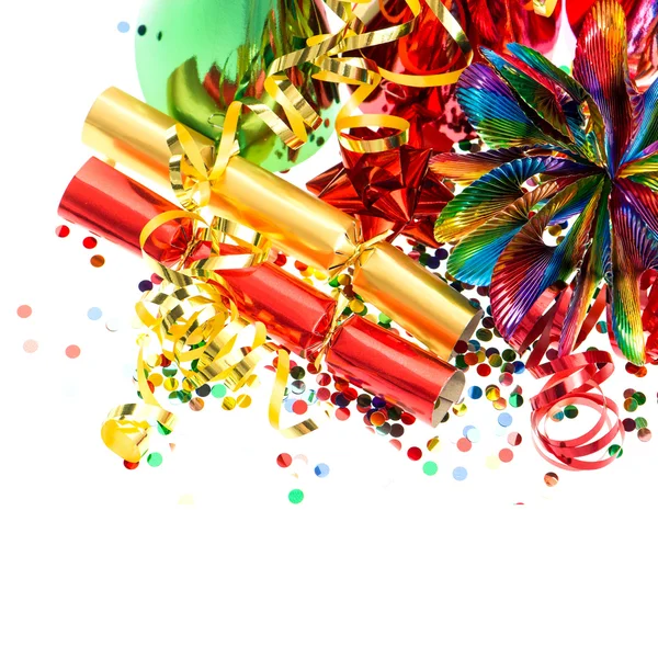 Colorful party garlands, streamer and confetti — Stock Photo, Image