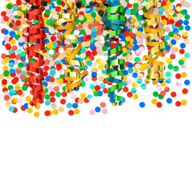 konfeti ve flama renkli parti dekorasyon