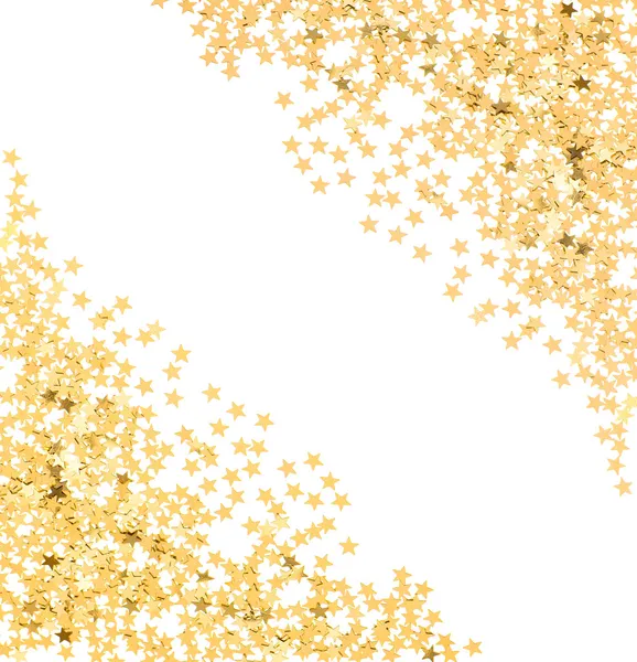 Star formade gyllene konfetti på vit — Stockfoto