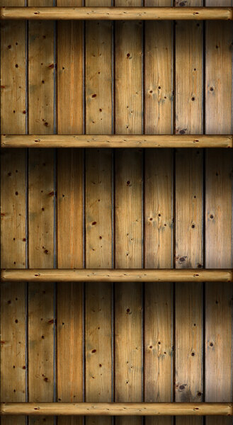 empty vintage rustic wooden shelves