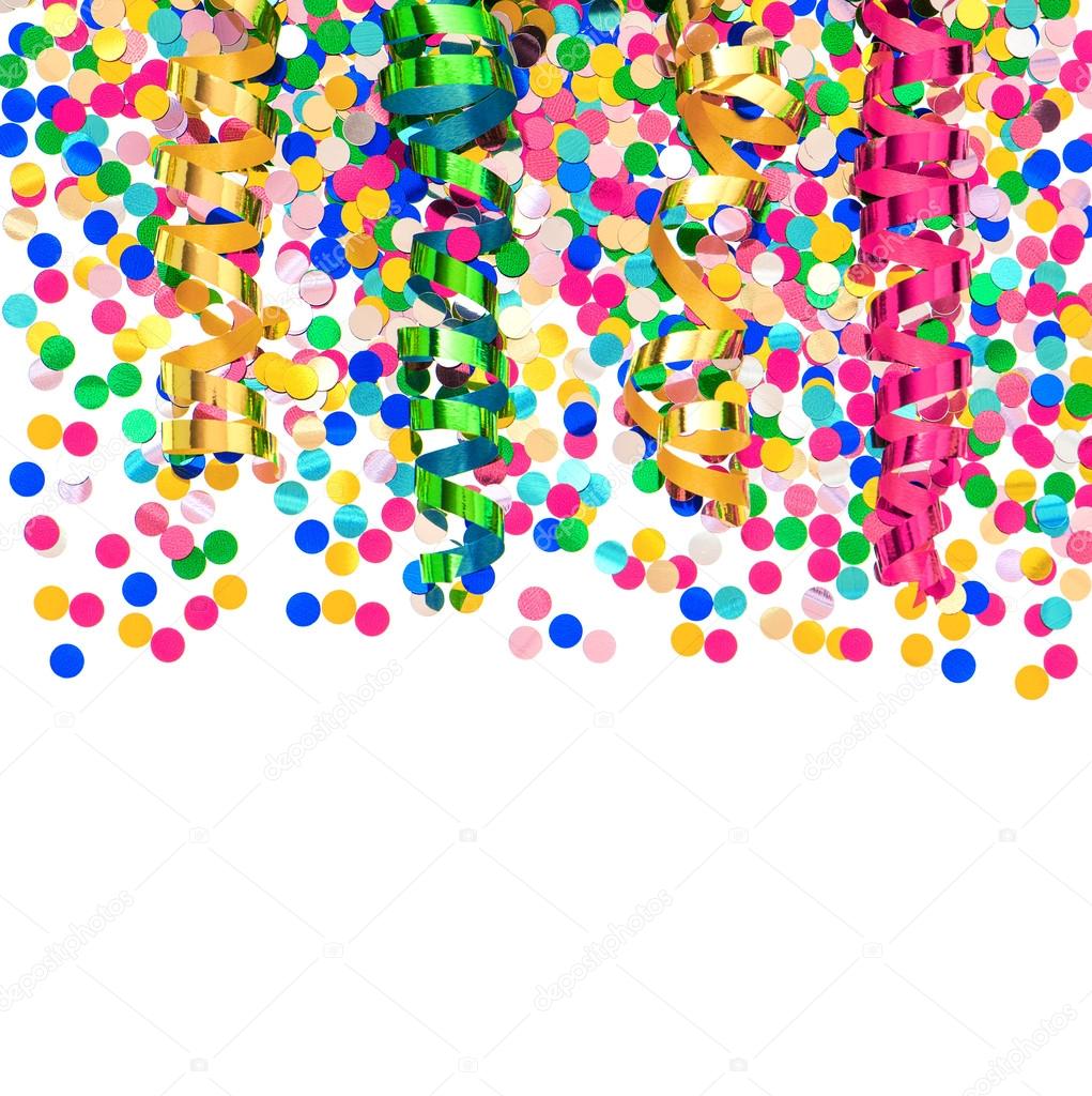 colorful confetti and shiny streamer