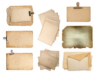 çeşitli eski kağıt sayfalarının bir dizi