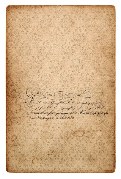 Feuille de papier vintage avec motif et texte antique — Photo