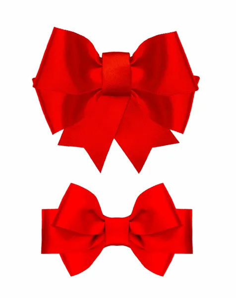 Red silk ribbon bow isolated on white — Stock Photo, Image