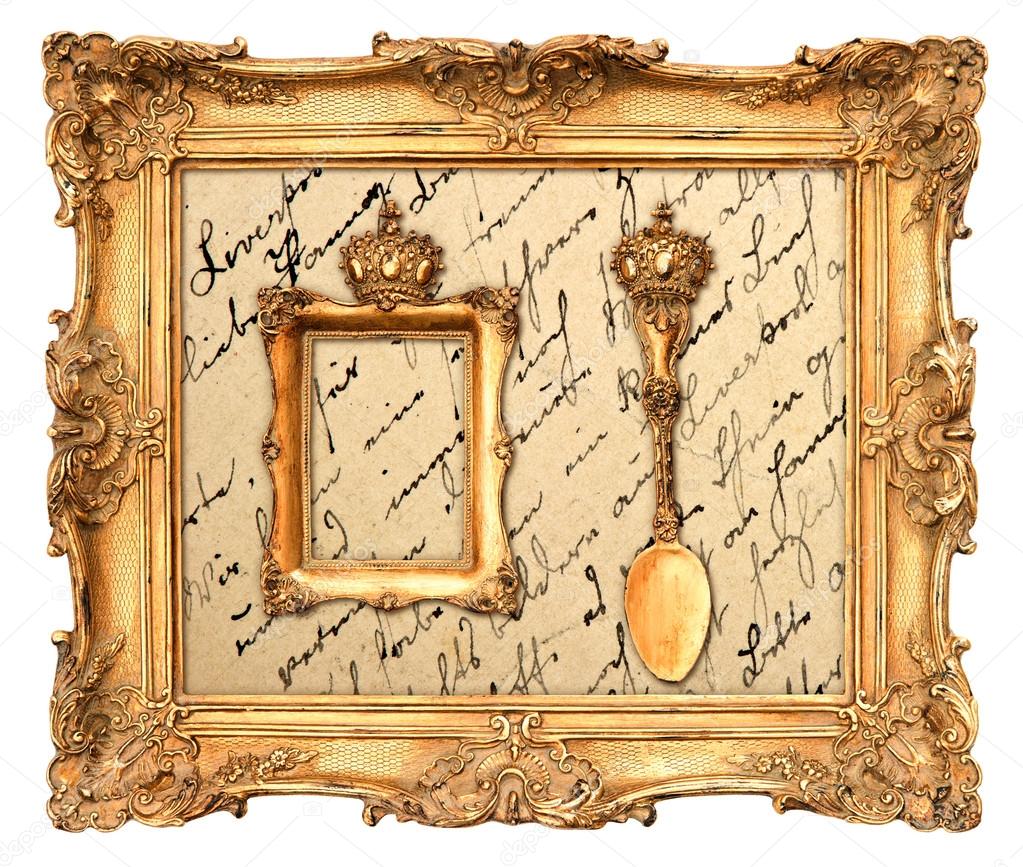 old golden frame with vintage background