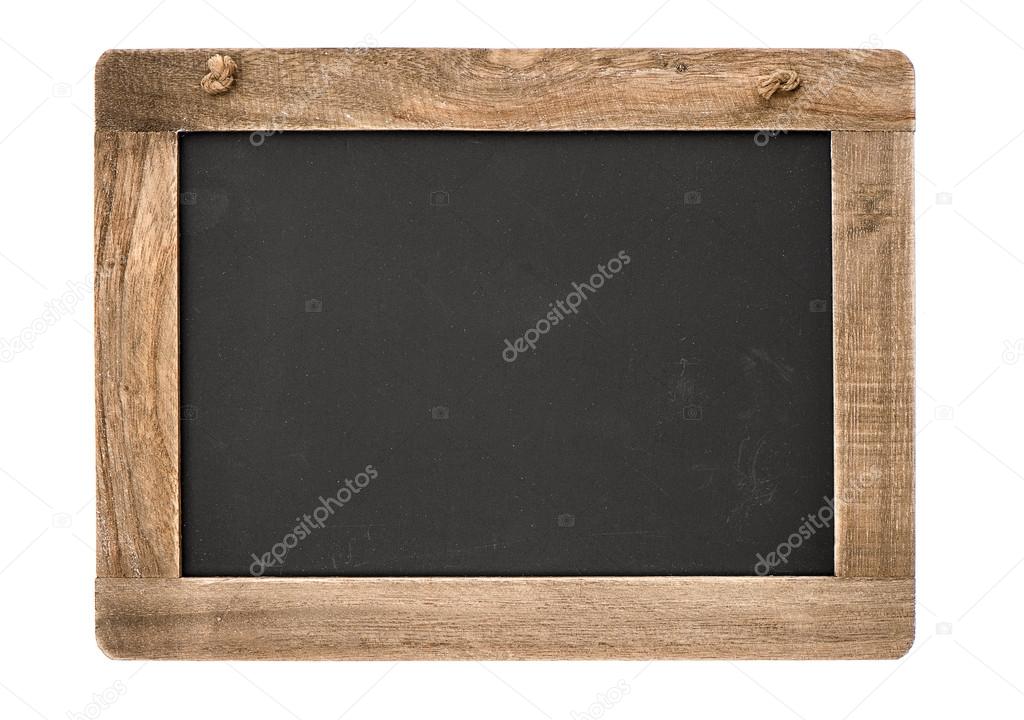 vintage blackboard with wooden frame isolated on white