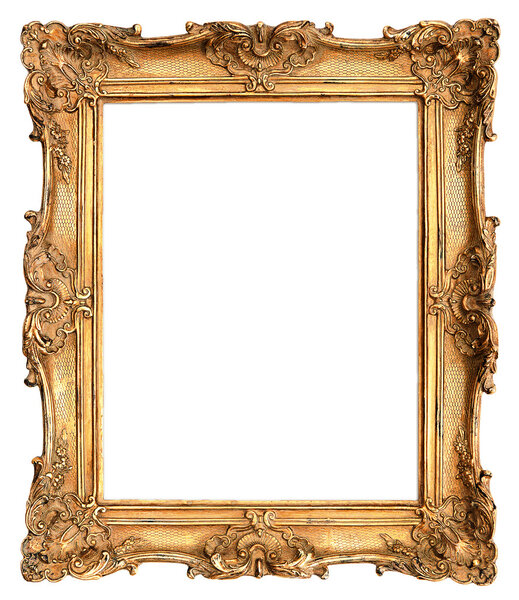 antique golden frame isolated on white