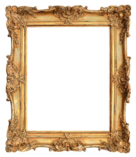 Cadre doré antique isolé sur blanc Image En Vente