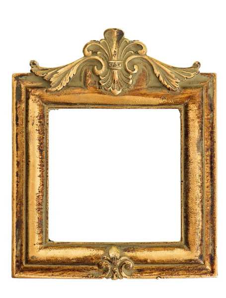 Estilo vintage quadro dourado antigo isolado no branco — Fotografia de Stock