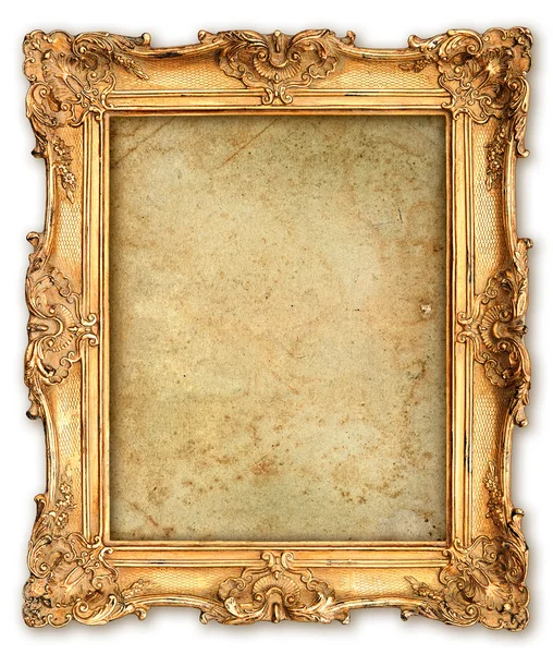 Старая золотая рамка с пустой холст гранж Стоковое Фото