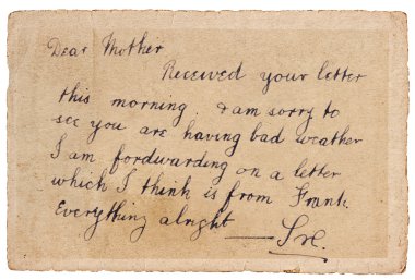 vintage İngilizce el ile eski kartpostal