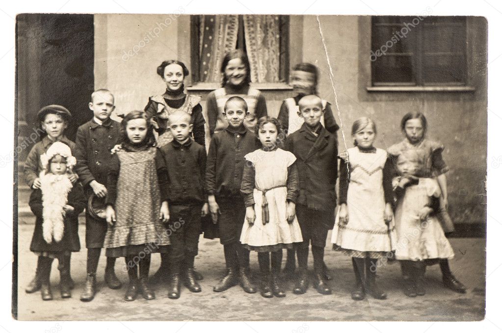 Antique portrait of group of children