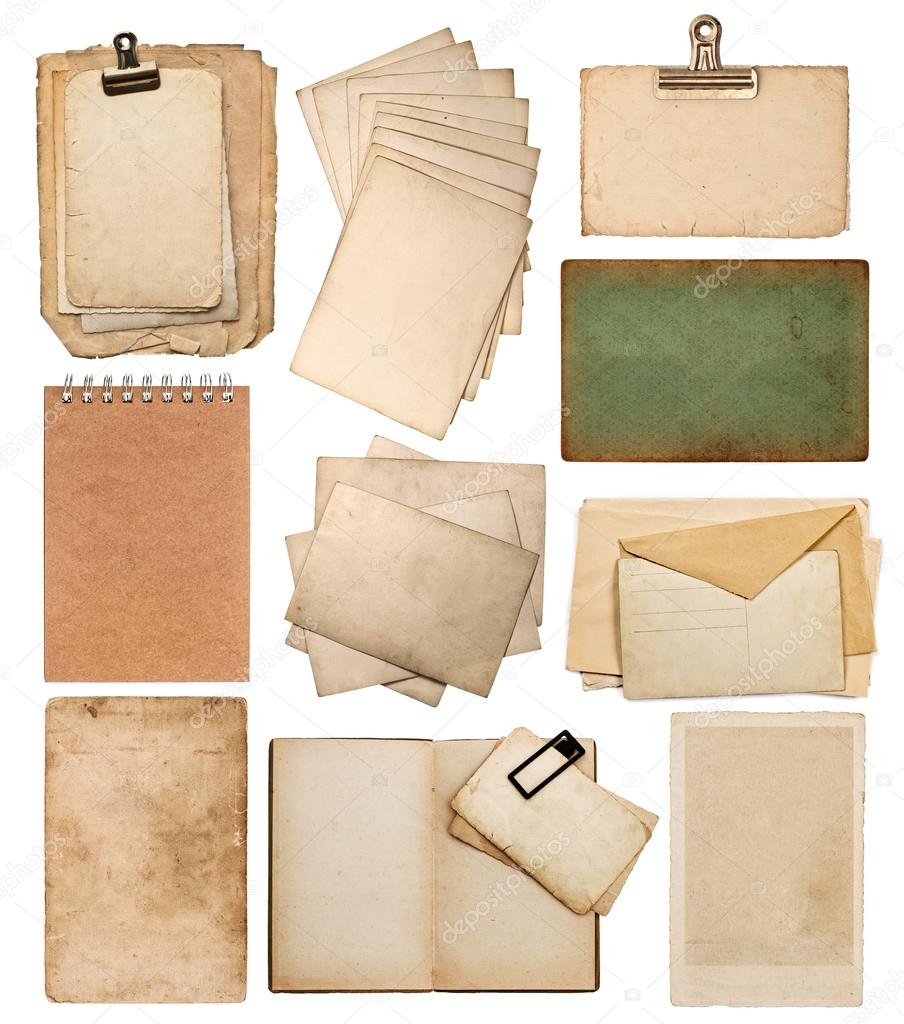 set of various old paper sheets